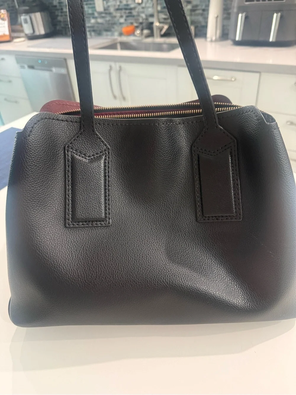 Marc Jacobs Black Pebbled Leather Satchel with Gold Hardware